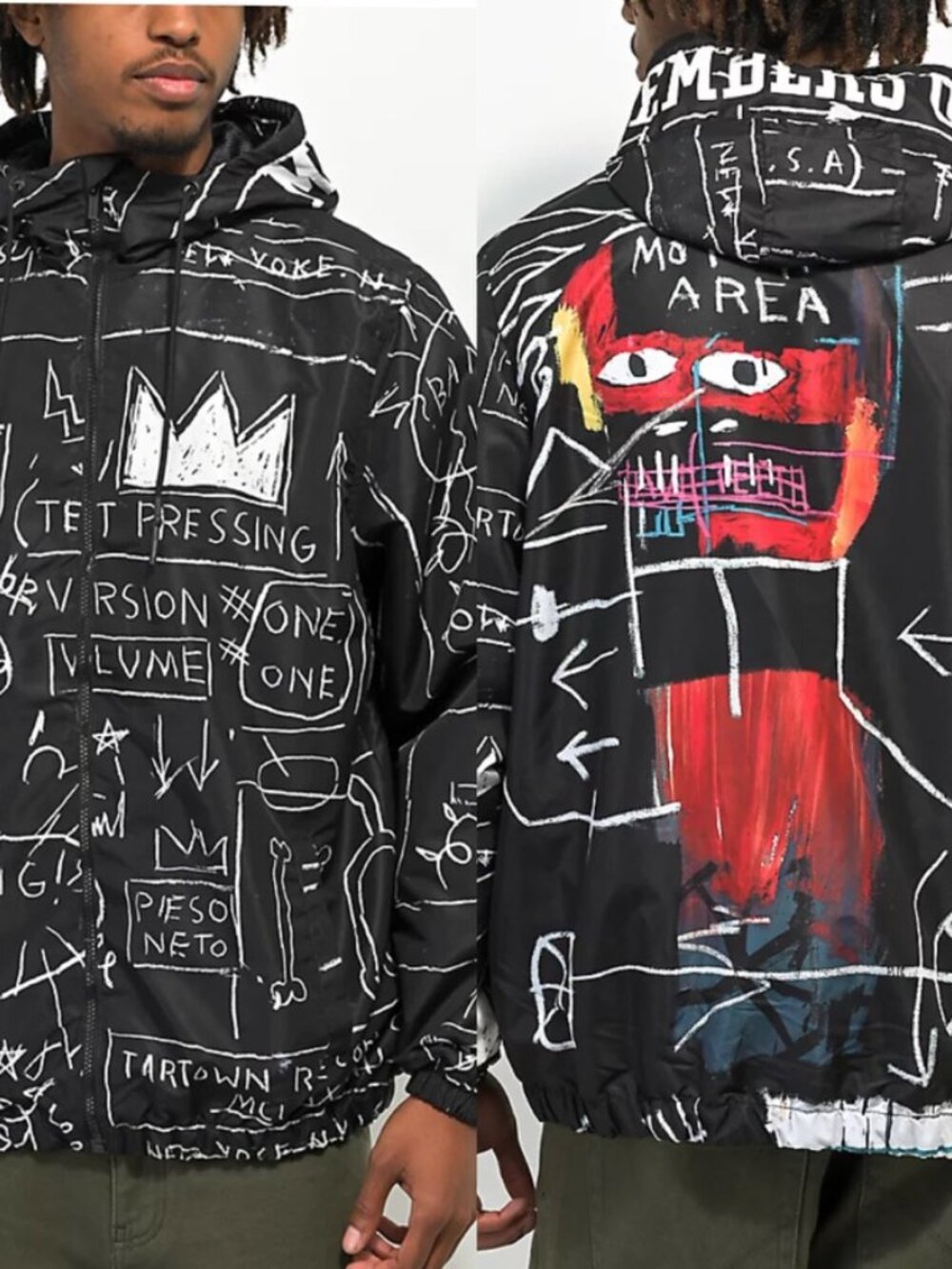 Members Only x Basquiat Black White Windbreaker Light Jacket